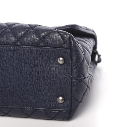 Chanel Caviar Quilted Medium Coco Handle Flap Navy Blue 9 of 11