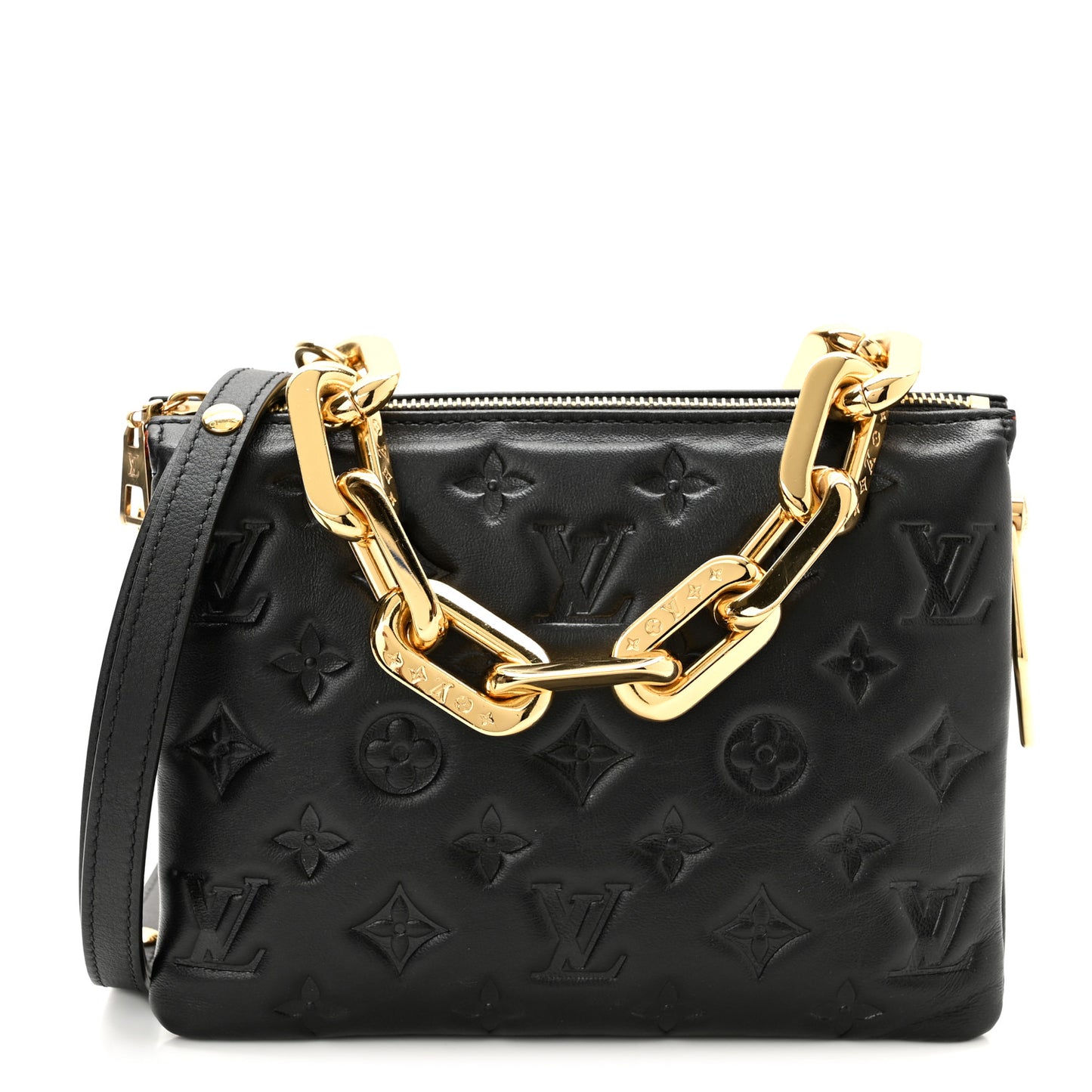 Lambskin Embossed Monogram Coussin BB Black