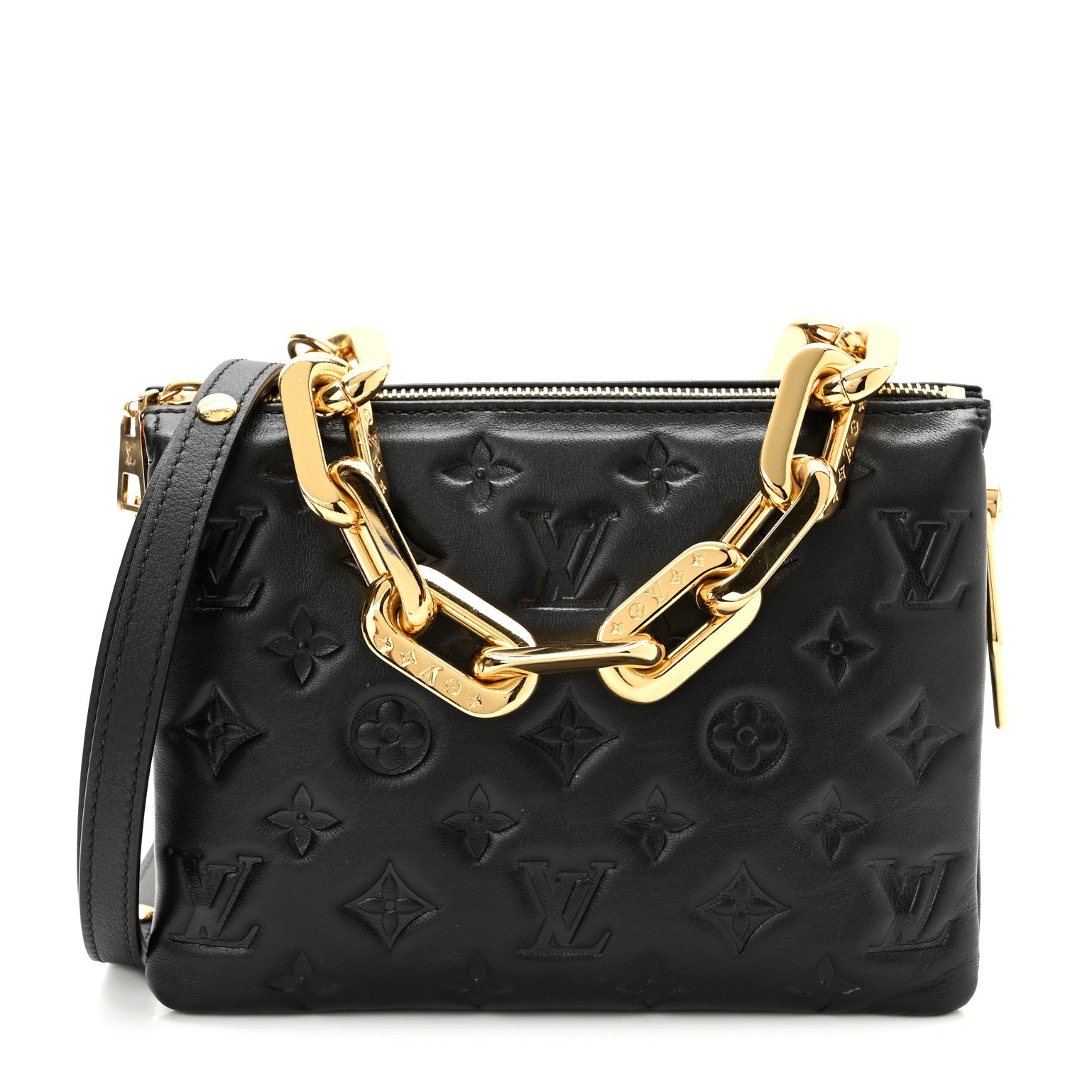 Louis Vuitton Lambskin Embossed Monogram Coussin BB Black 1 of 11