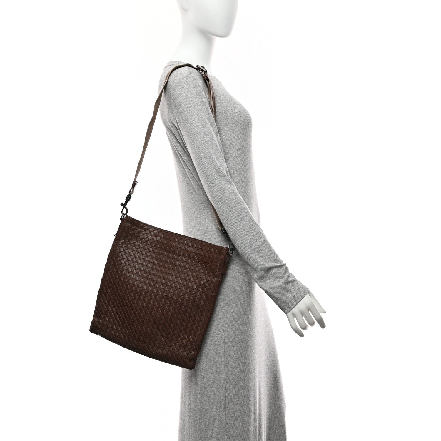 Bottega Veneta Nappa Intrecciato VN Crossbody Messenger Bag Brown 2 of 11