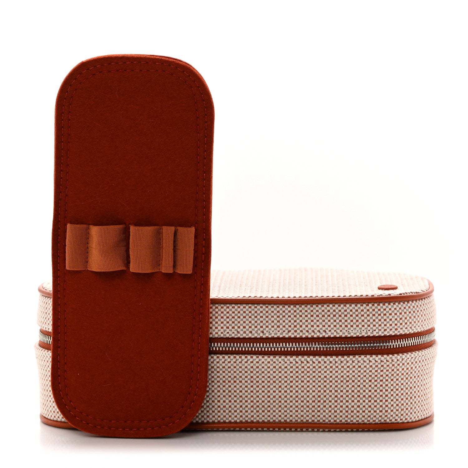 Hermes Cotton H Canvas Lambskin Escale Case Vermillon 2 of 9