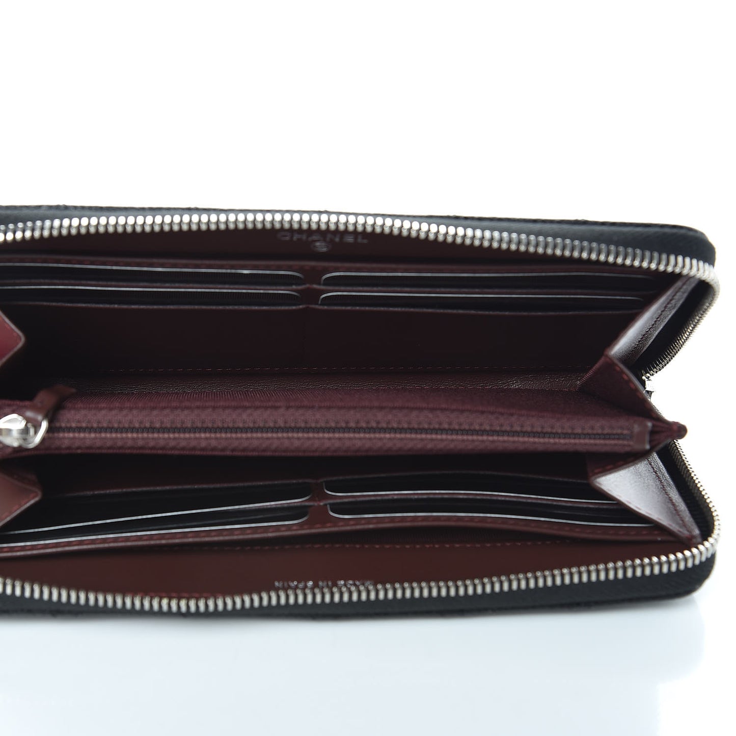 Caviar Quilted Large Gusset Zip Around Wallet Black