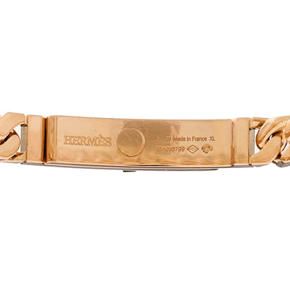 Hermes 18K Rose Gold Diamond PM Kelly Gourmette Bracelet XL 3 of 4