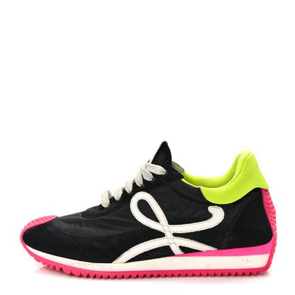 Loewe Suede Nylon Womens Flow Runner Sneakers 39 Black Neon Pink 1 of 11