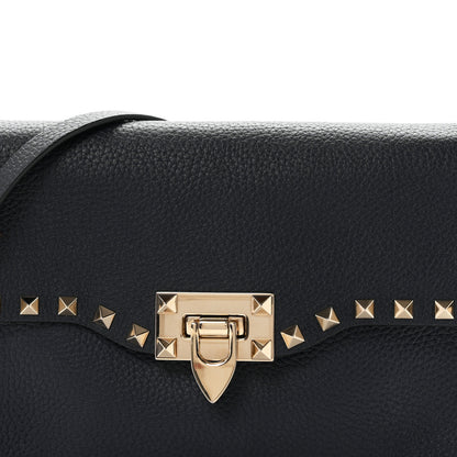 Valentino Garavani Pebbled Calfskin Medium Rockstud Flip Lock Crossbody Bag Navy 6 of 8