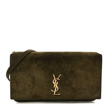 Saint Laurent Suede Monogram Phone Holder Crossbody Loden Green 1 of 14