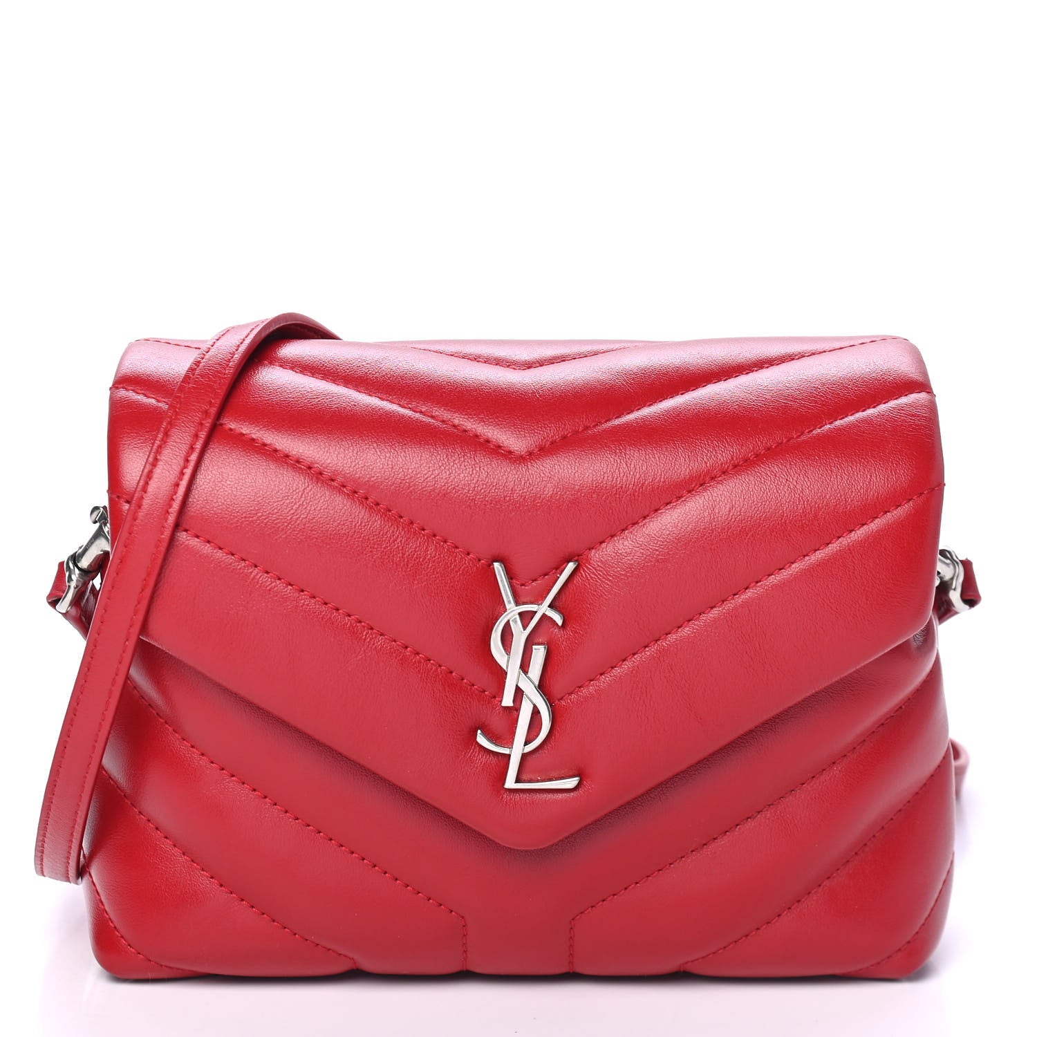 Saint Laurent Calfskin Y Quilted Monogram Toy Loulou Monogram Crossbody Bag Red 1 of 4