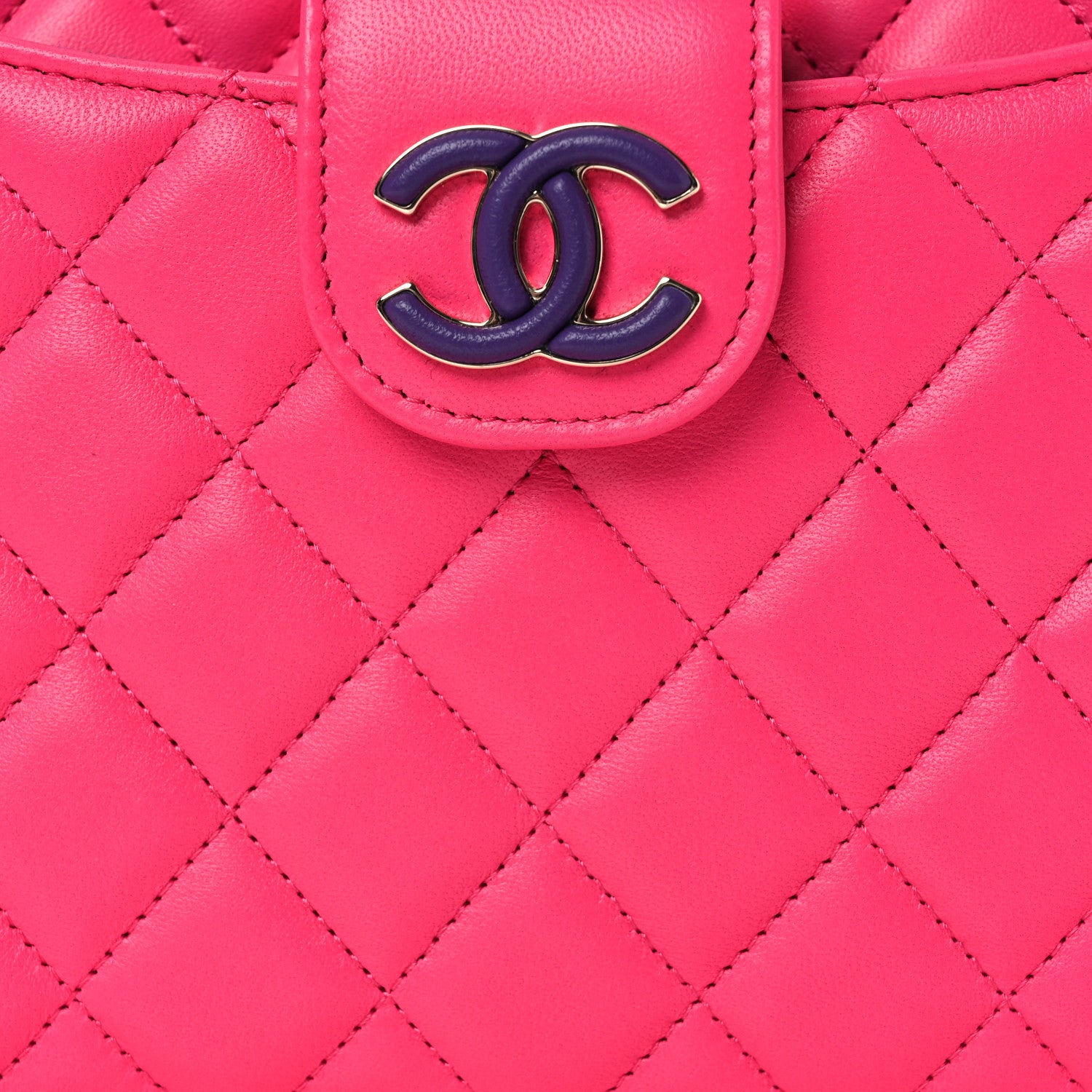 Chanel Lambskin Quilted Sunset Boulevard Pouch Case Pink Purple 9 of 14