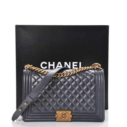 Chanel Pearl Calfskin New Medium Boy Flap Dark Grey 8 of 8
