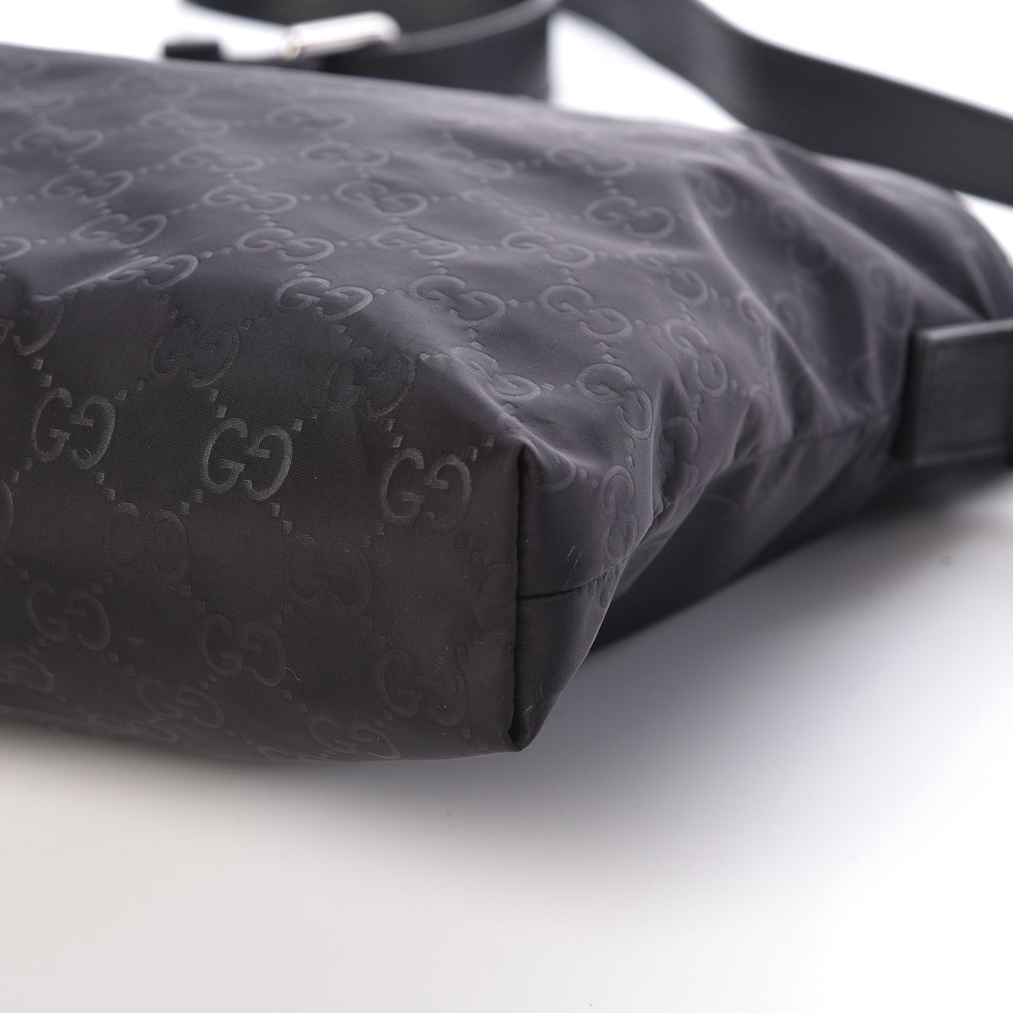 Nylon Monogram Dollar Calfskin Flat Messenger Bag Black