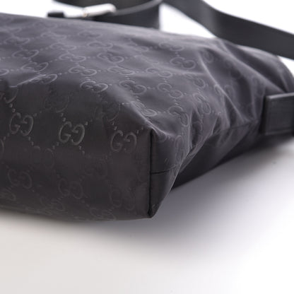 Gucci Nylon Monogram Dollar Calfskin Flat Messenger Bag Black 10 of 10