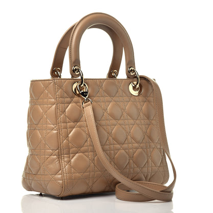 Christian Dior Lambskin Cannage Medium Lady Dior Beige 4 of 10