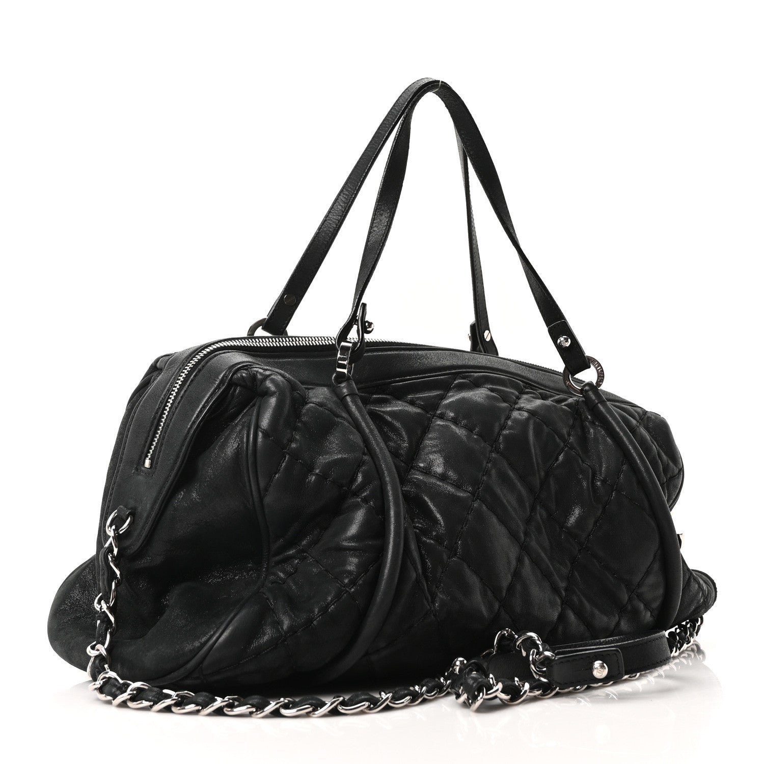 Chanel Iridescent Calfskin Quilted Relax CC Bowler Bag Black 3 of 10