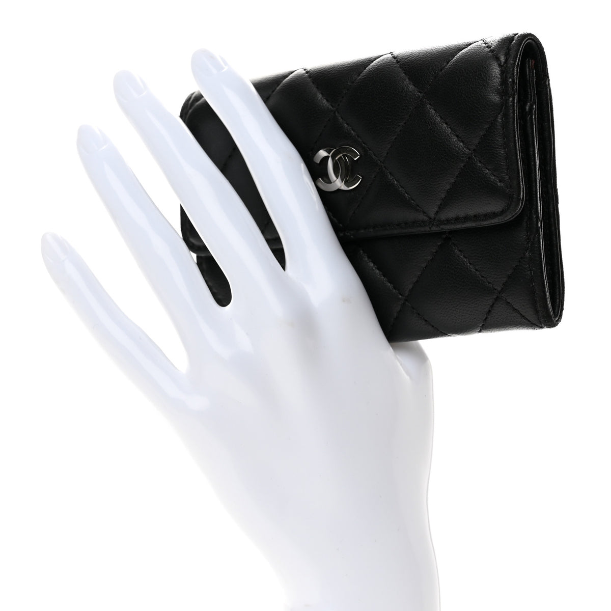Chanel Lambskin Quilted Flap Card Holder Black 2 of 10