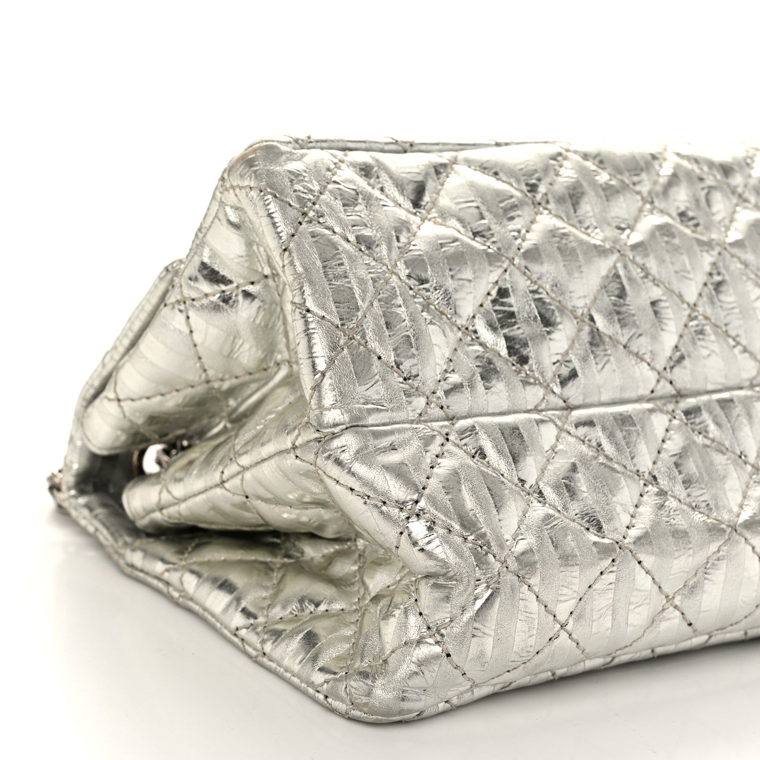 Chanel Metallic Aged Calfskin Striped Accordion Reissue 2.55 Mini Flap Silver 12 of 13