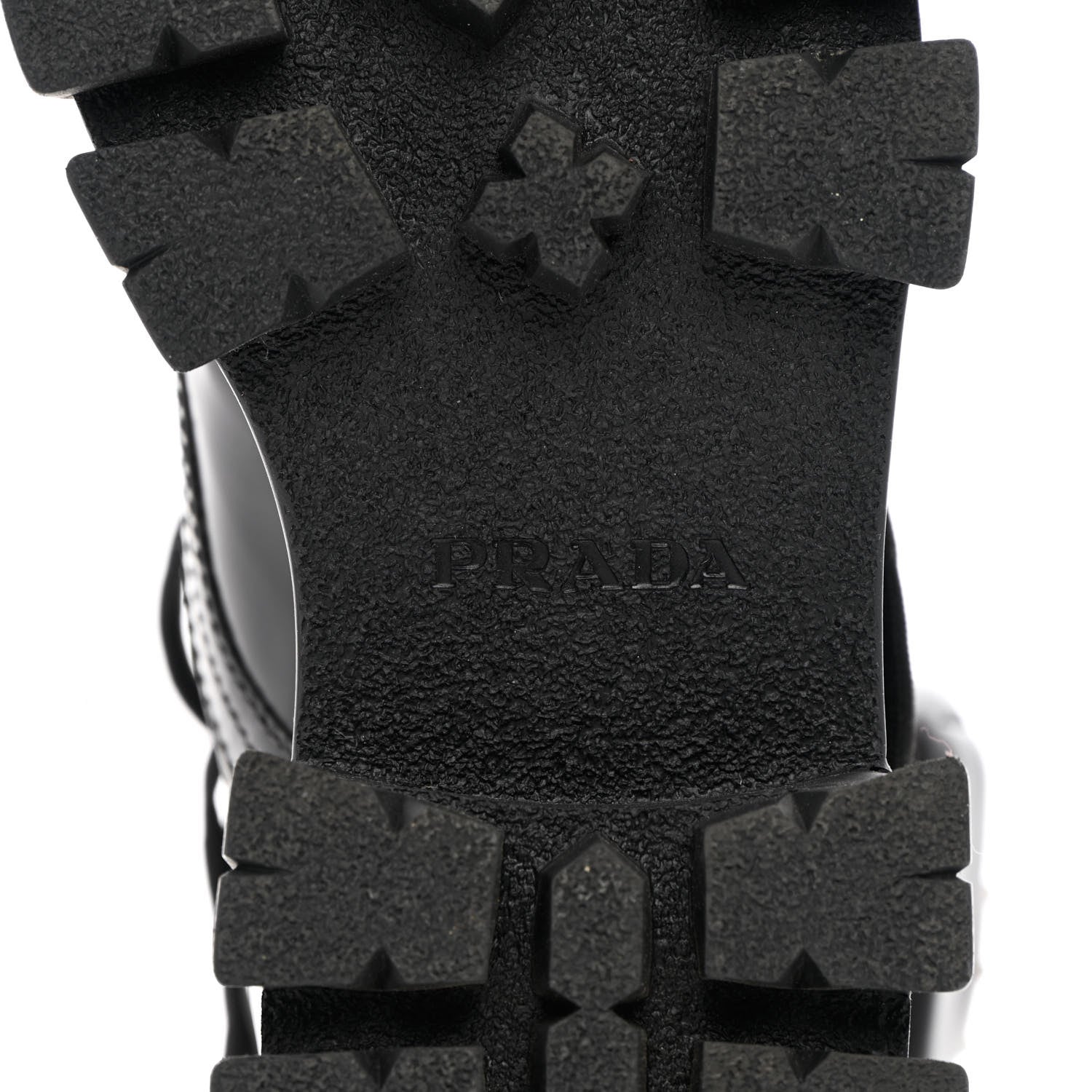 Prada Spazzolato Rois Nylon Metal Triangle Logo Monolith Pouch Pocket 55mm Boots 38.5 Black 8 of 14