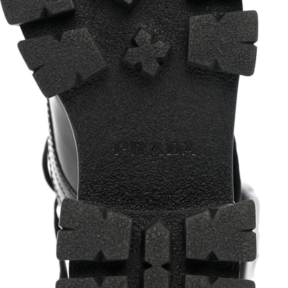 Prada Spazzolato Rois Nylon Metal Triangle Logo Monolith Pouch Pocket 55mm Boots 38.5 Black 8 of 14