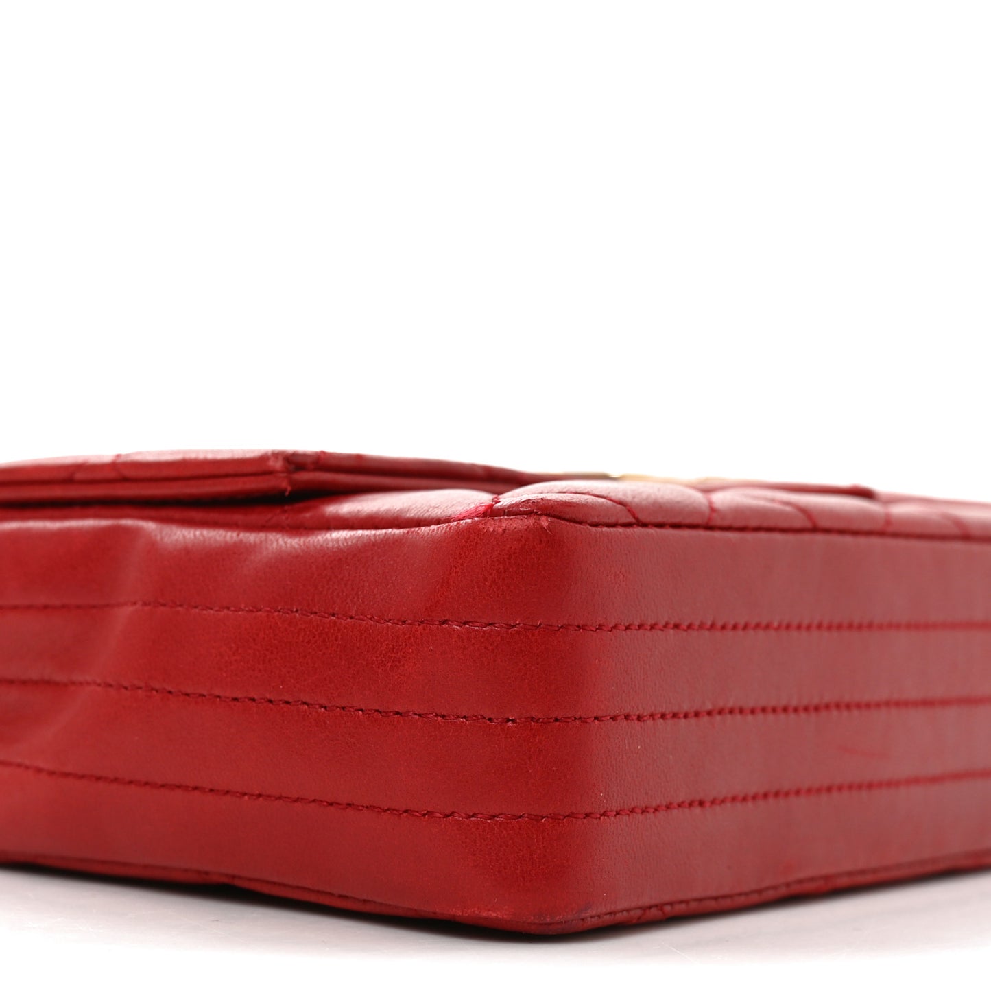 Lambskin Quilted Small Single Flap Red