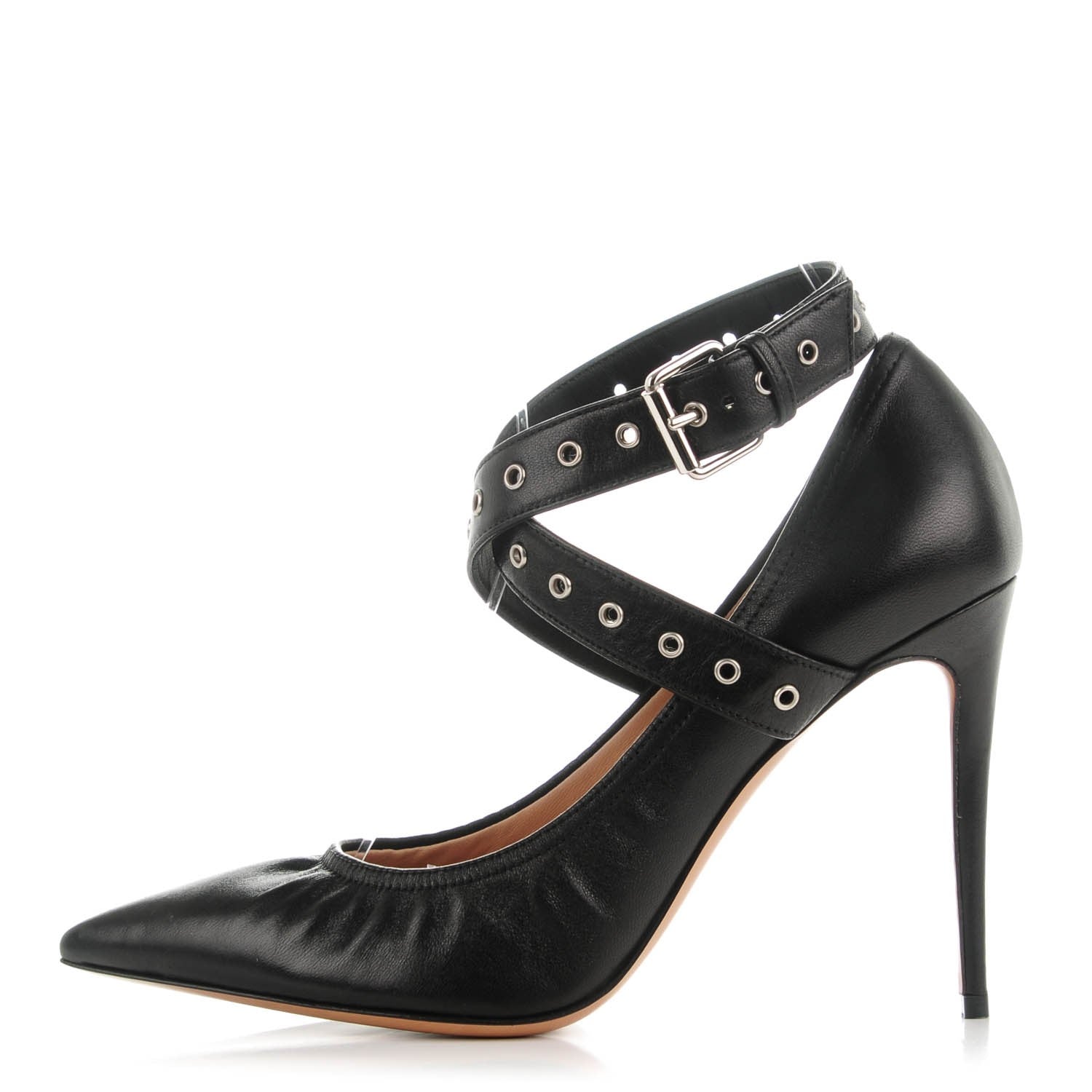 Valentino Garavani Nappa Love Latch Cross Strap 100mm Pumps 37 Black 1 of 6