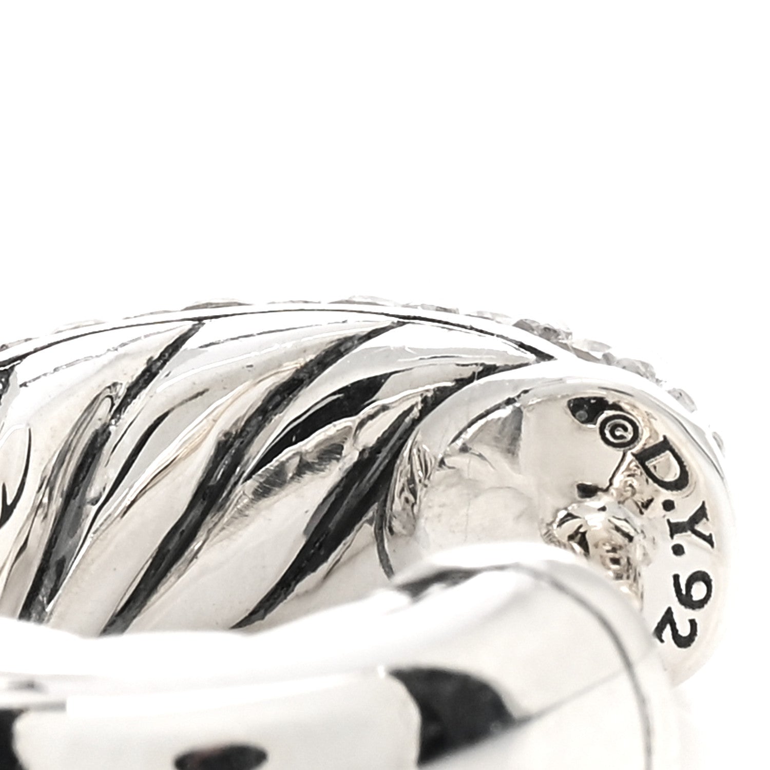 David Yurman Sterling Silver Diamond Mercer Micro Hoop Earrings 4 of 4