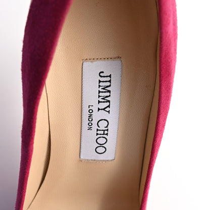 Jimmy Choo Suede Patent Calfskin Rudy Pumps 35.5 Raspberry 8 of 9