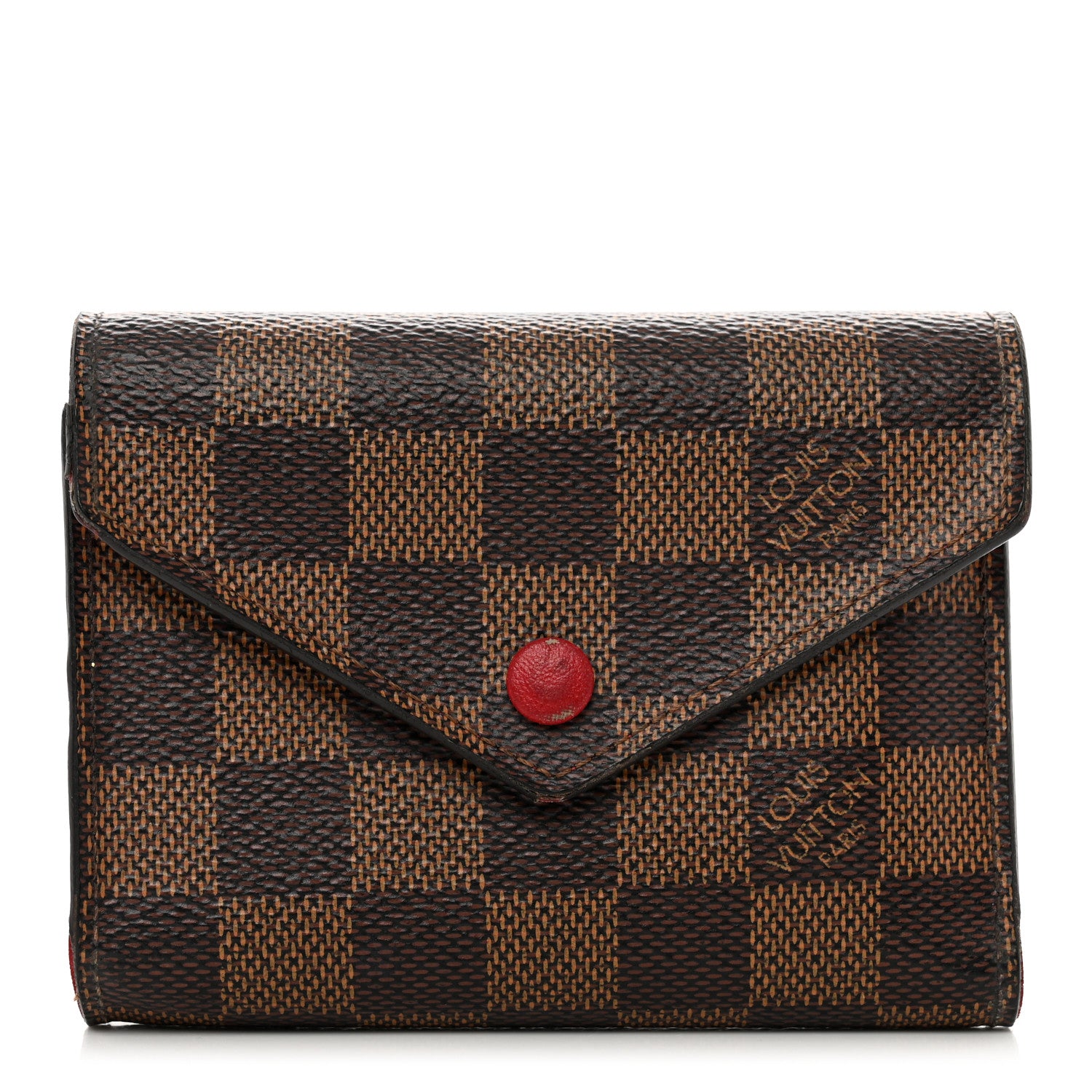 Louis Vuitton Damier Ebene Victorine Wallet Red 1 of 10