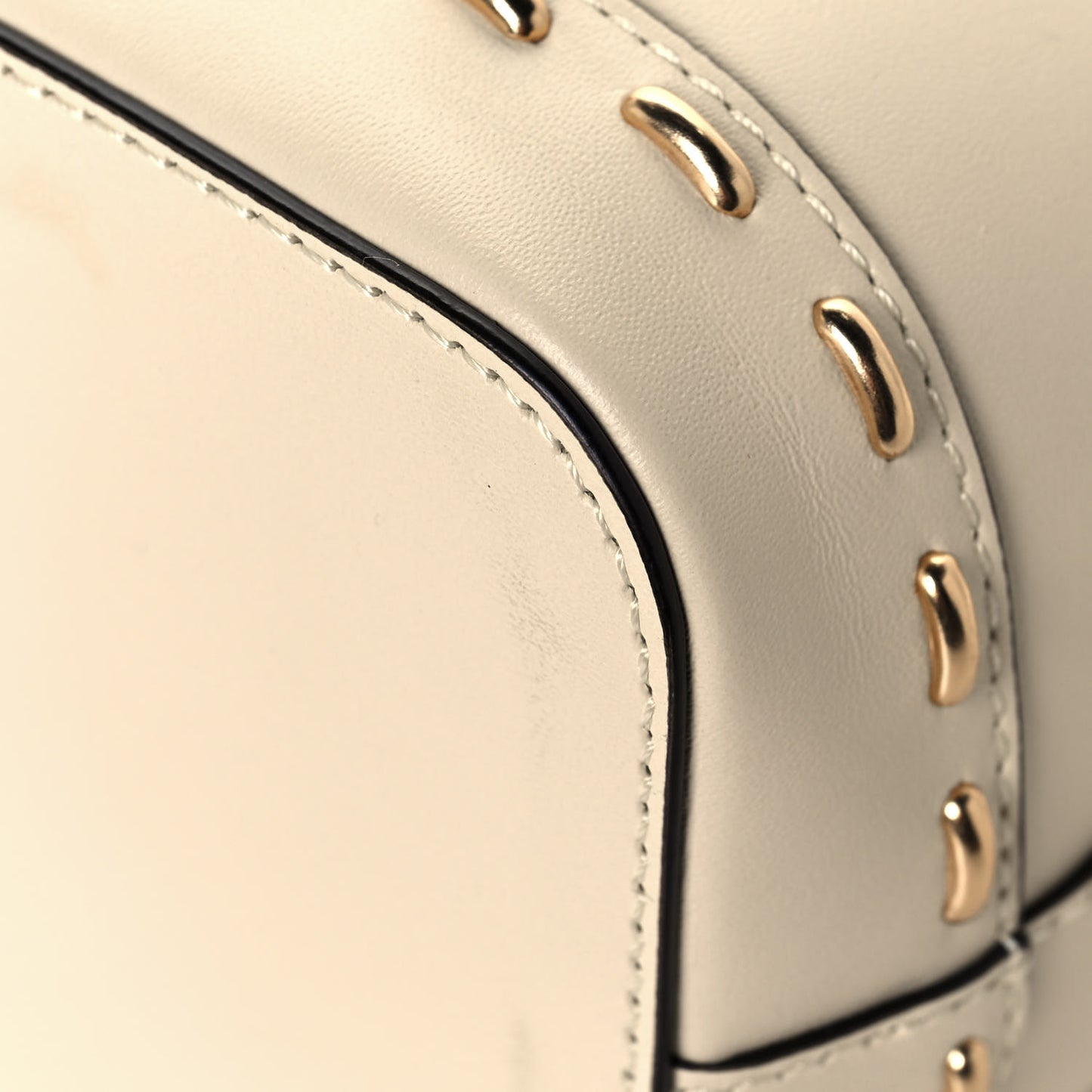 Vitello King F is Fendi Logo Debossed Metal Stitch Mini Mon Tresor Bucket Bag Pergamena