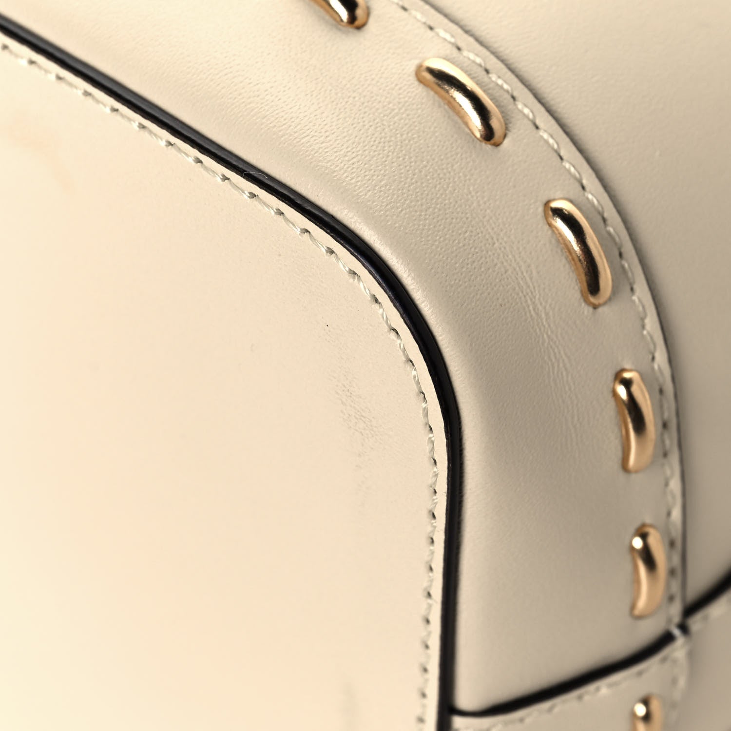 Fendi Vitello King F is Fendi Logo Debossed Metal Stitch Mini Mon Tresor Bucket Bag Pergamena 12 of 14