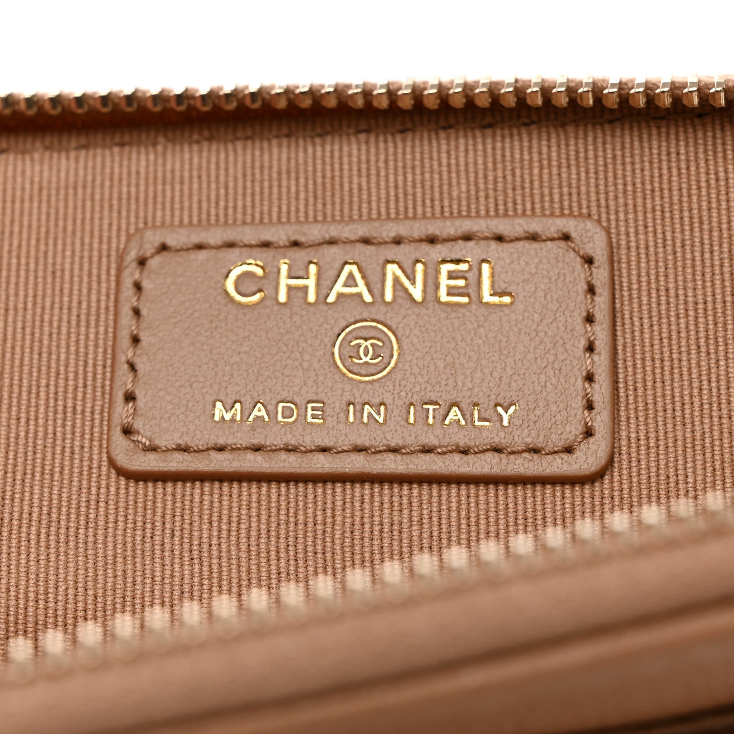 Chanel Caviar Quilted Zip Card Holder Wallet Dark Beige 6 of 9