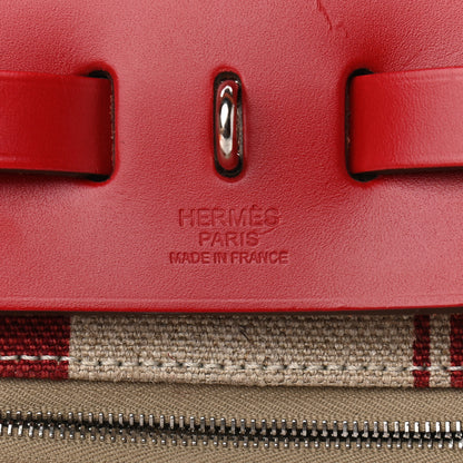 Hermes Vache Hunter Toile H Vibration Herbag Zip 31 PM Bordeaux Ficelle Rouge Piment 7 of 10