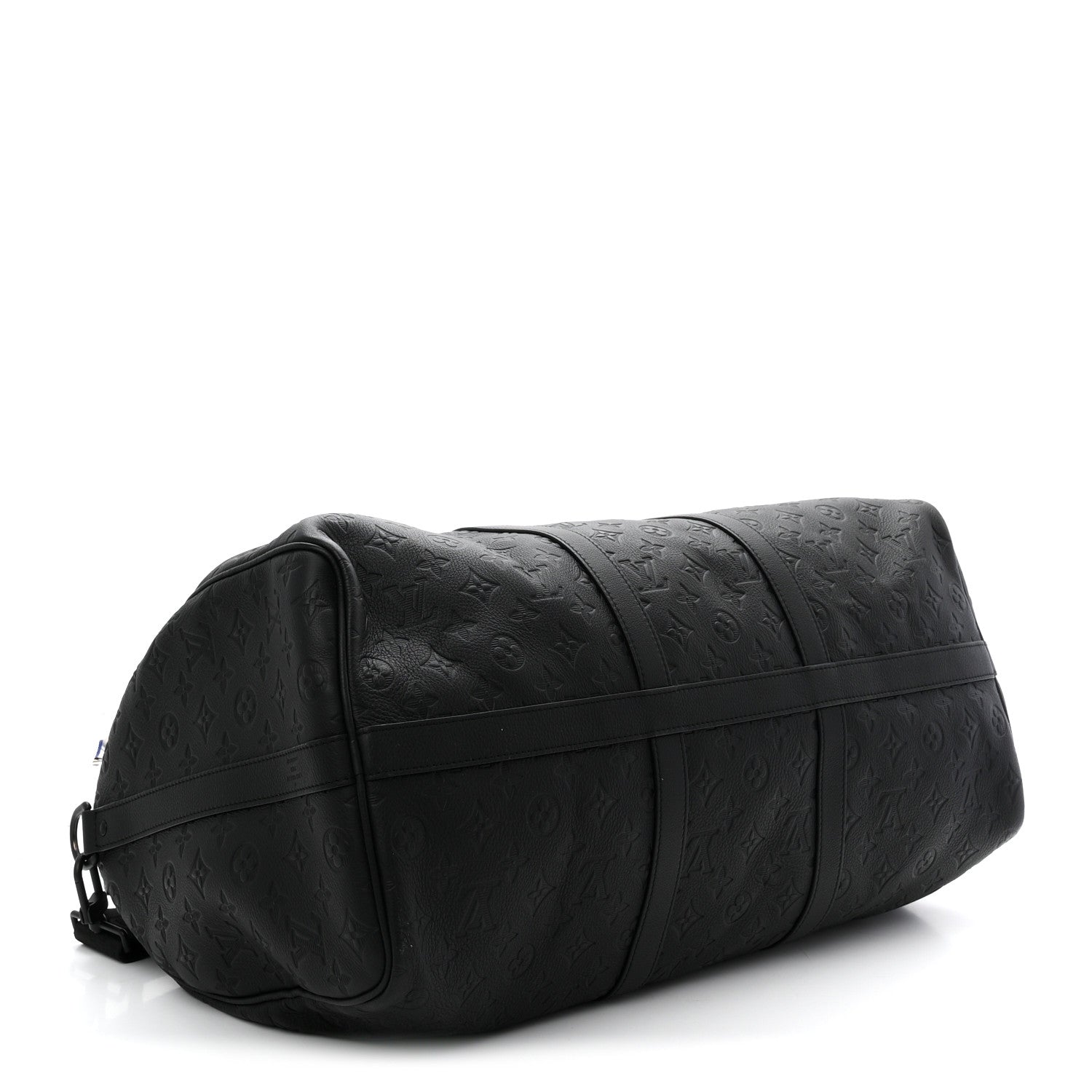 Louis Vuitton Calfskin Shadow Monogram Keepall Bandouliere 50 Black 3 of 8