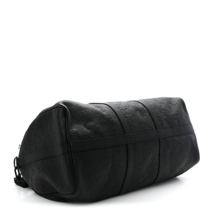 Louis Vuitton Calfskin Shadow Monogram Keepall Bandouliere 50 Black 3 of 8