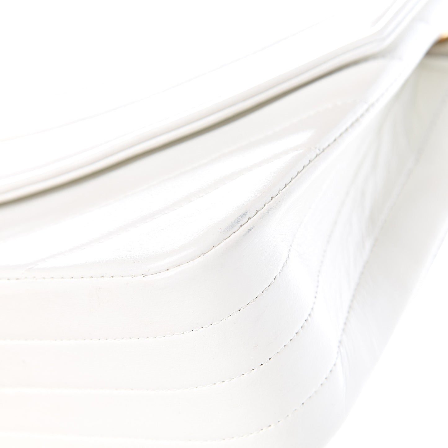 Lambskin Stitched Small Single Flap White