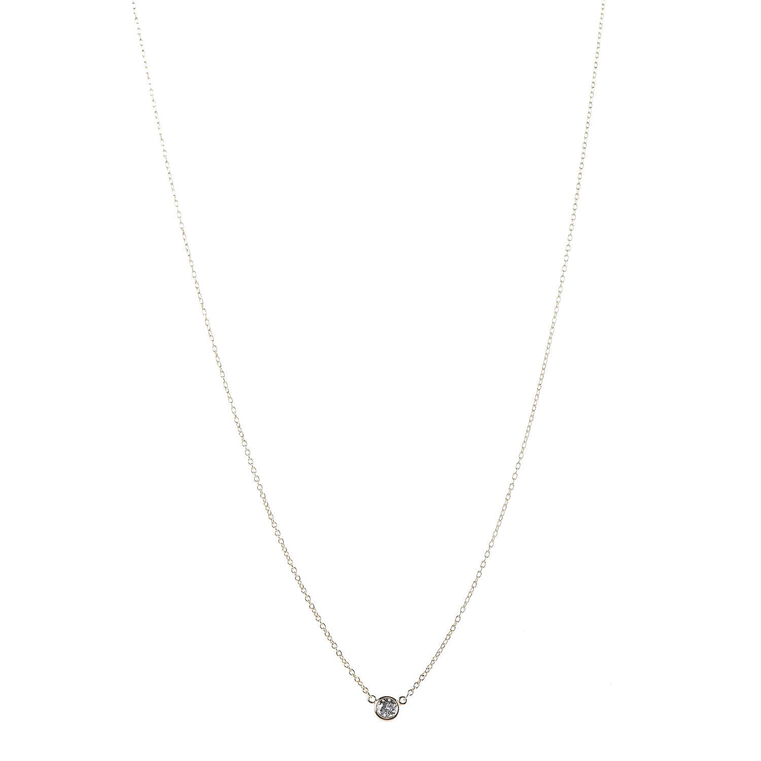 Tiffany 18K Yellow Gold Diamond .12ct Elsa Peretti Diamonds by the Yard Pendant Necklace 1 of 7