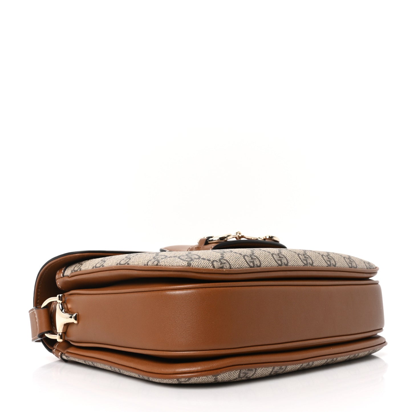 GG Supreme Monogram Horsebit 1955 Soft Small Shoulder Bag Beige Brown Sugar