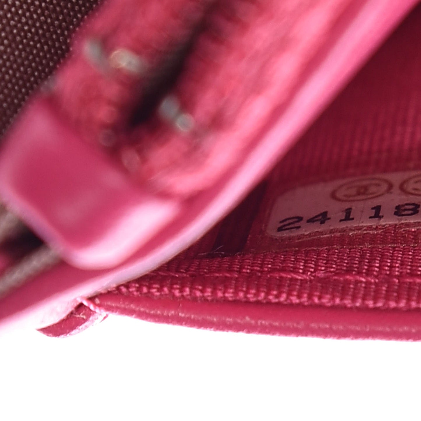 Lambskin Camellia Embossed Wallet on Chain WOC Fuchsia