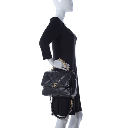 Chanel Shiny Goatskin Quilted Large Chanel 19 Flap Black 3 of 10
