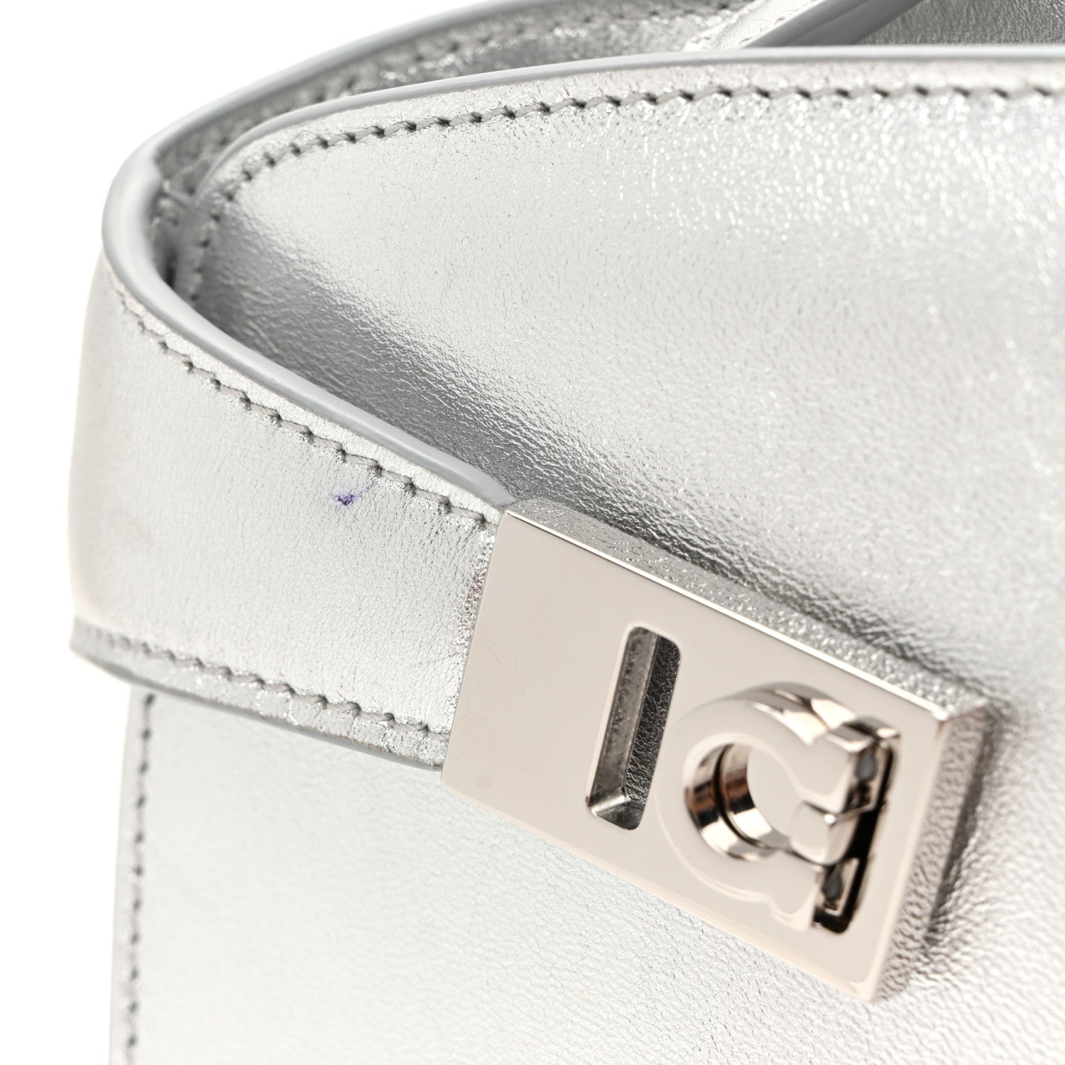Salvatore Ferragamo Metallic Calfskin Mini E/W Hug Crossbody Bag Silver 11 of 11