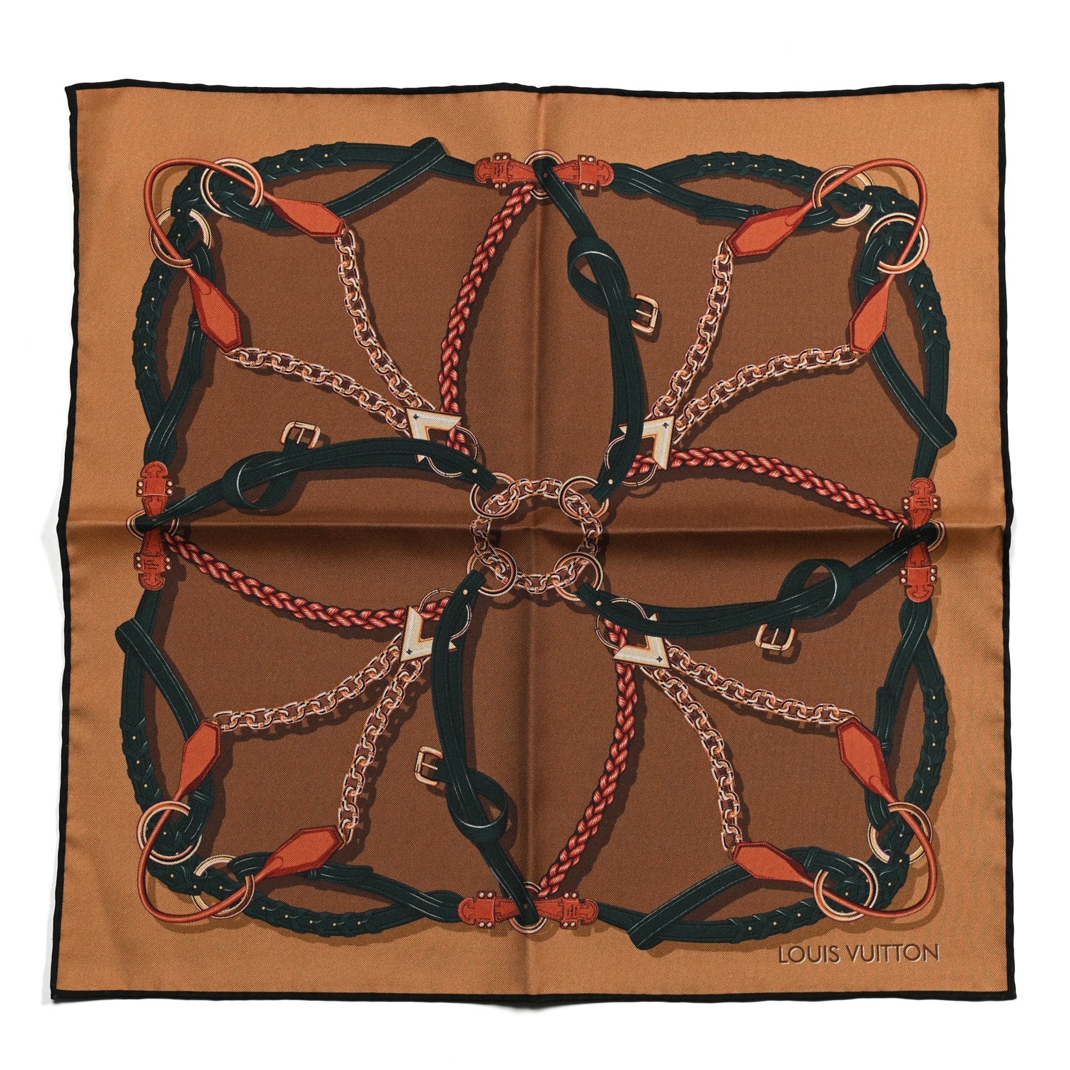 Louis Vuitton Silk Square Handle Me Scarf Brown 1 of 8