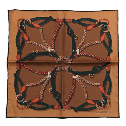 Louis Vuitton Silk Square Handle Me Scarf Brown 1 of 8