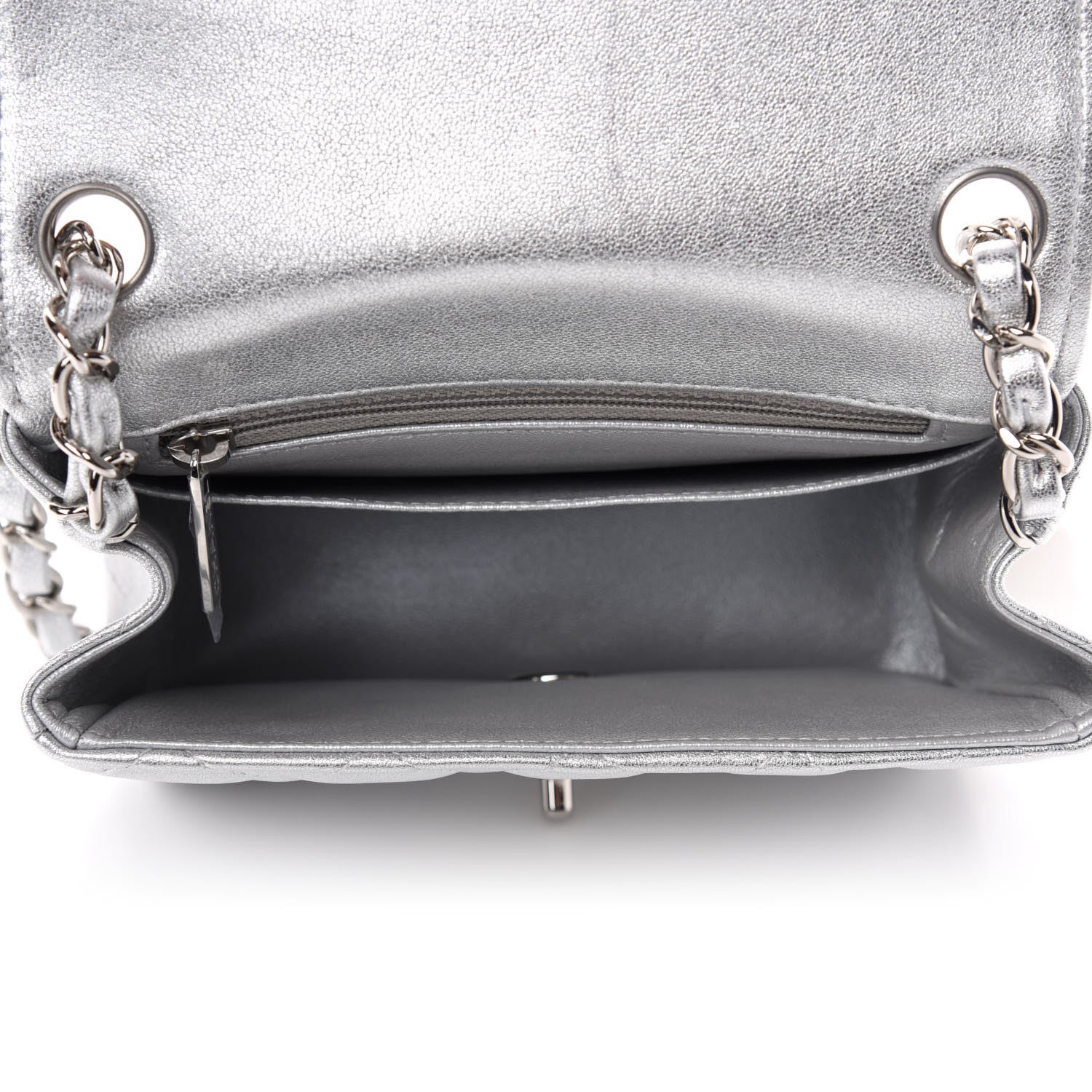 Chanel Metallic Lambskin Quilted Mini Square Flap Silver 5 of 11