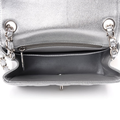 Chanel Metallic Lambskin Quilted Mini Square Flap Silver 5 of 11