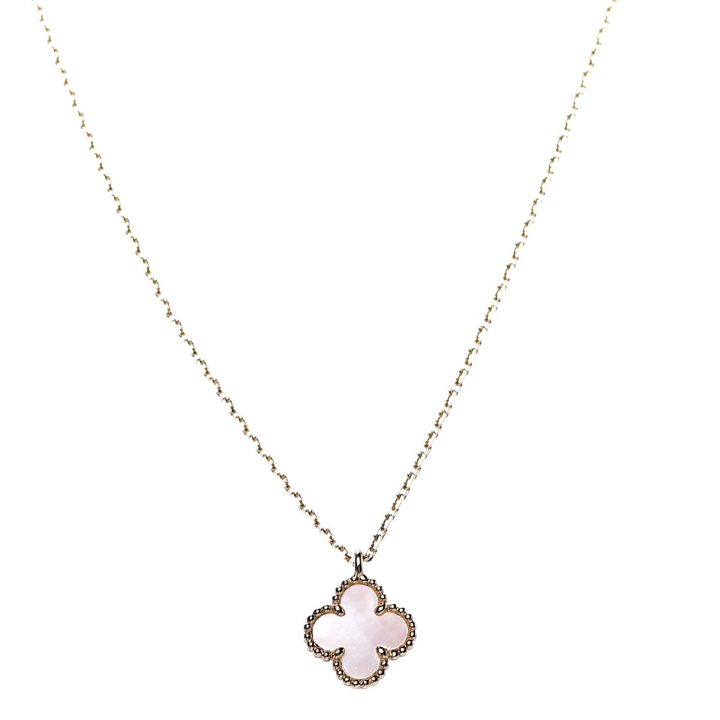 18K Yellow Gold Mother of Pearl Sweet Alhambra Pendant Necklace