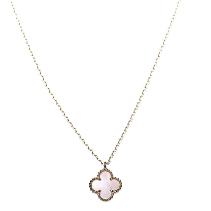 Van Cleef & Arpels 18K Yellow Gold Mother of Pearl Sweet Alhambra Pendant Necklace 1 of 8