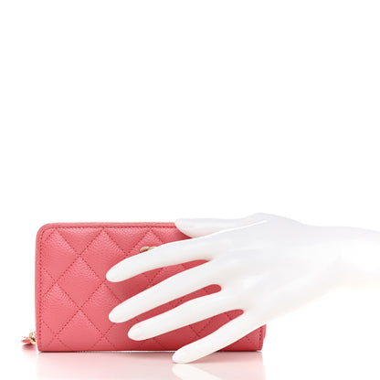 Chanel Iridescent Caviar Quilted Medium Zip Around Wallet Pink 2 of 10