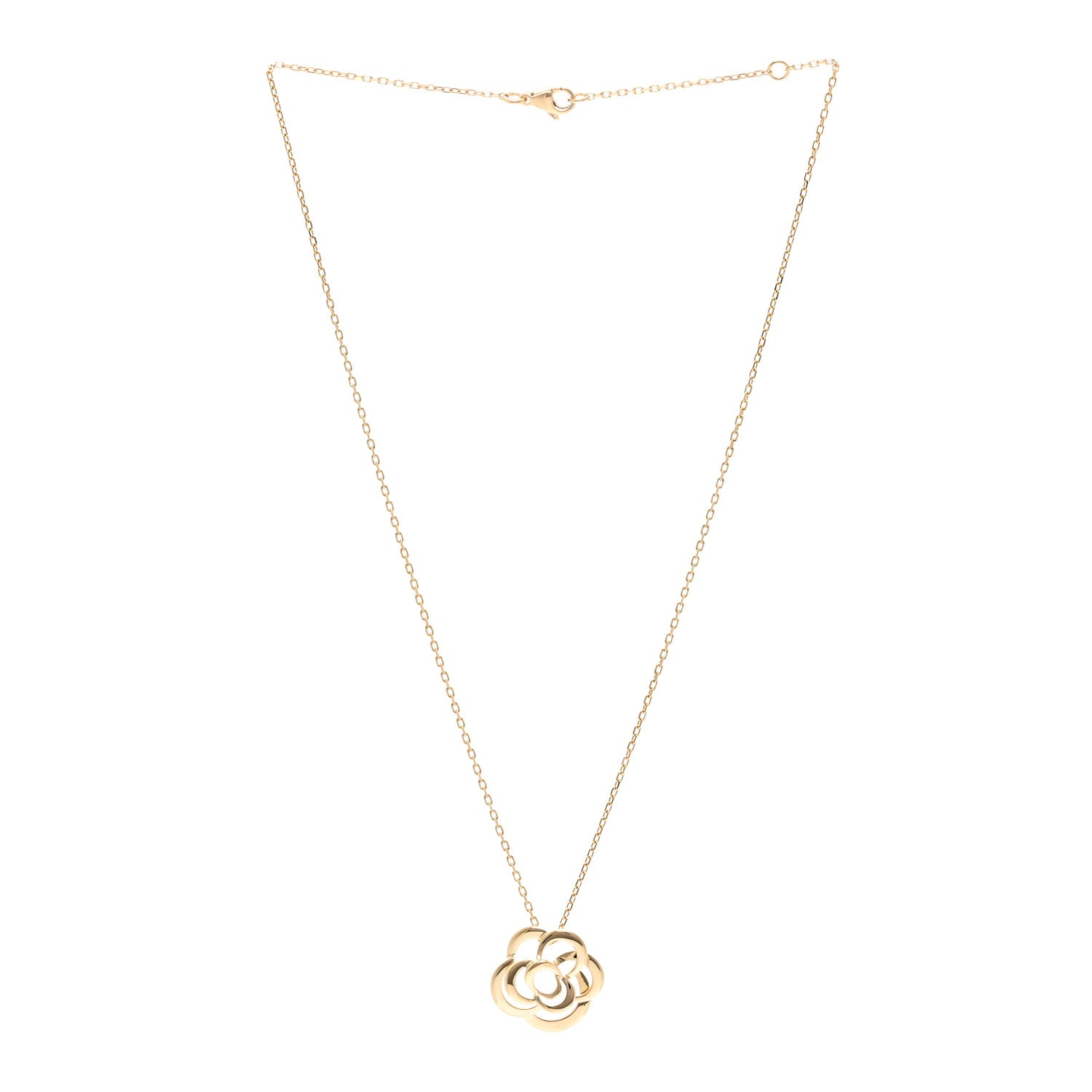 Chanel 18K Yellow Gold Fil de Camelia Pendant Necklace 3 of 6