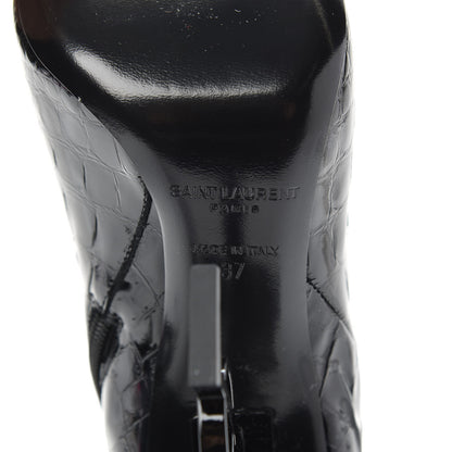 Saint Laurent Alligator Embossed Patent Calfskin Opyum 110 Ankle Boots 37 Black 6 of 8