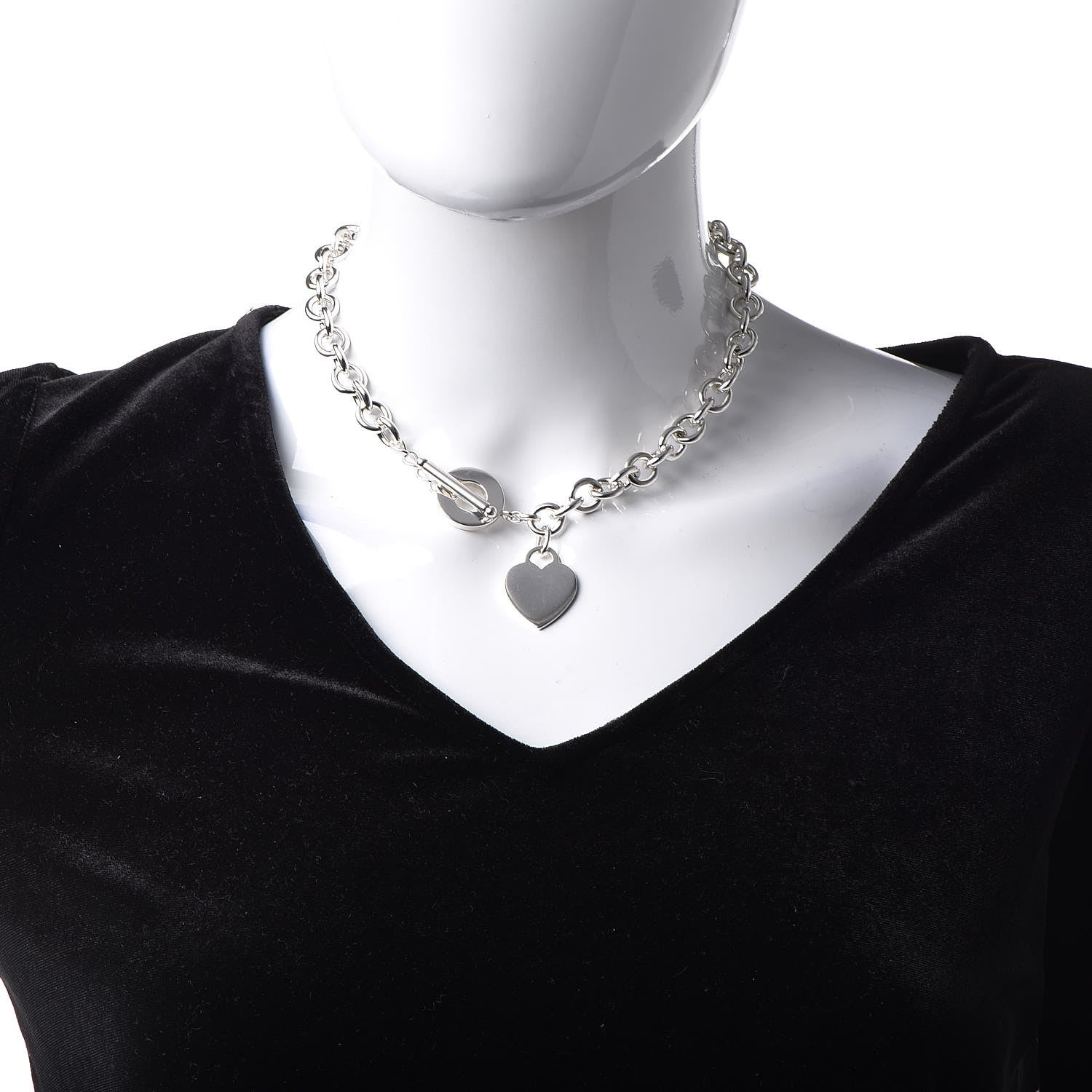 Tiffany Sterling Silver Heart Tag Toggle Necklace 2 of 5