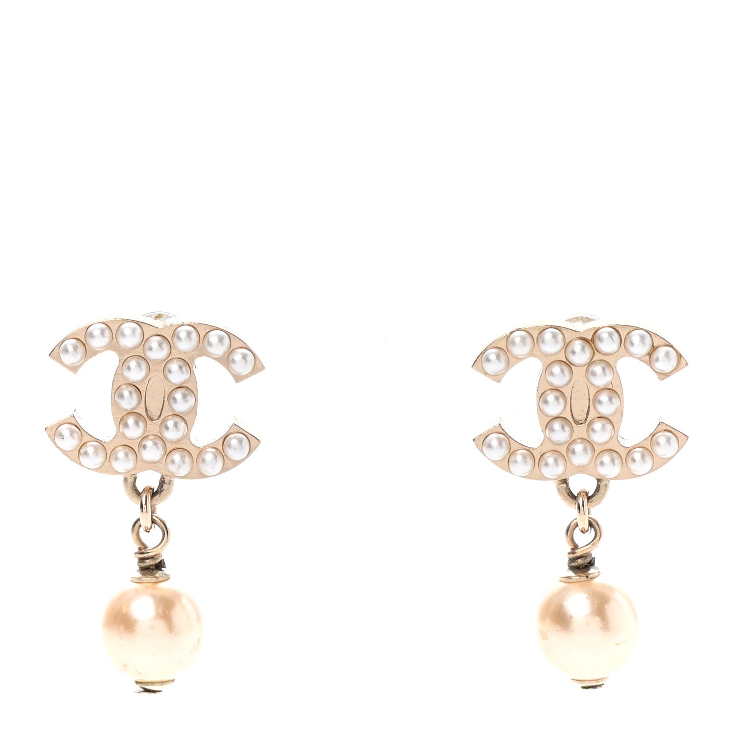 Chanel Pearl CC Drop Earrings Gold 1 of 4