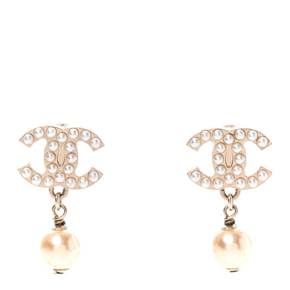 Chanel Pearl CC Drop Earrings Gold 1 of 4
